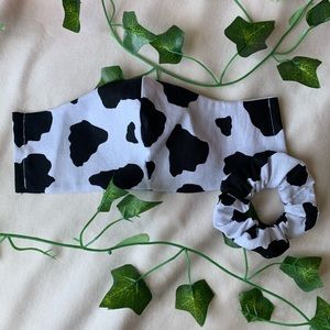 matching mask + scrunchie set(cow print)